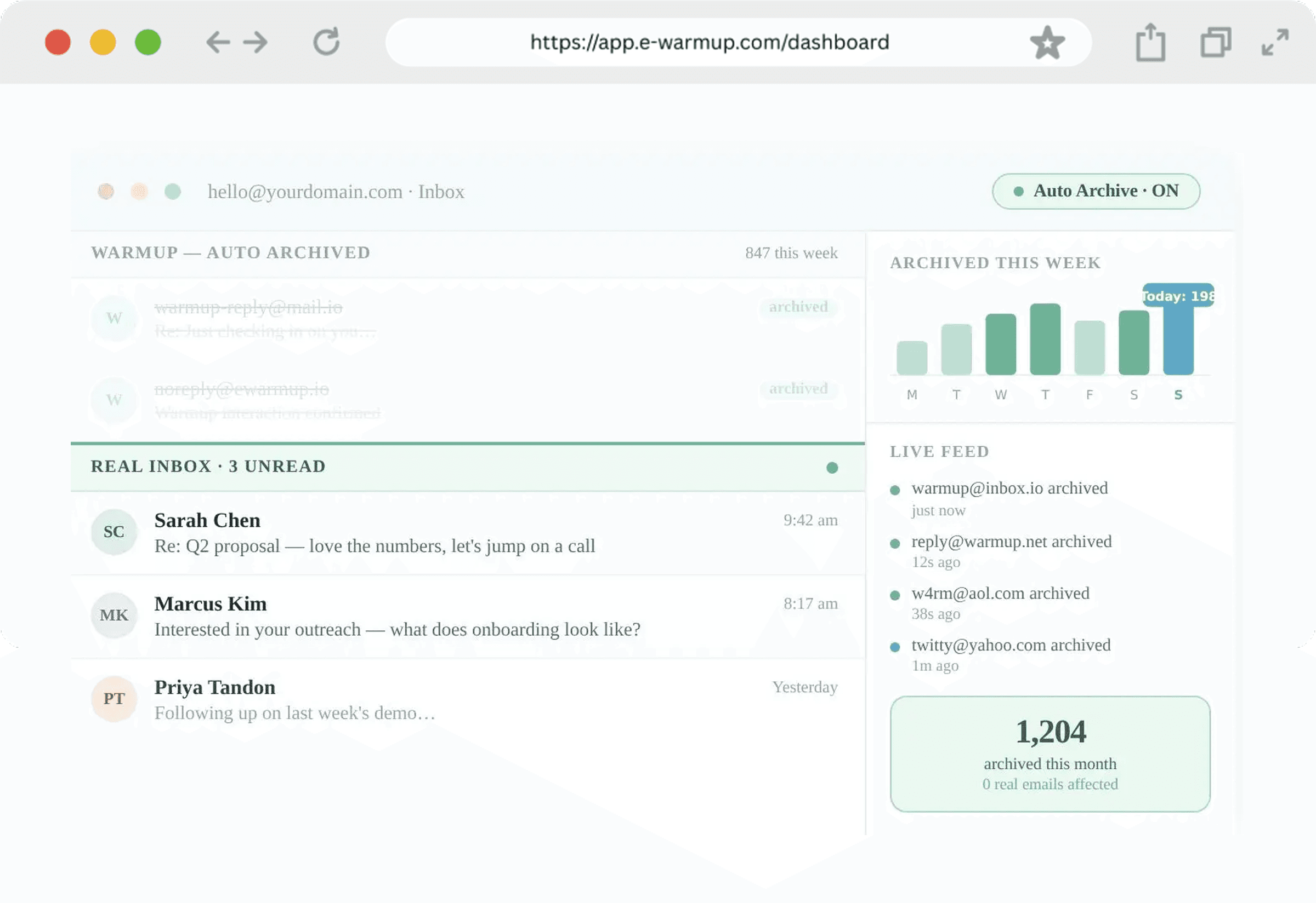 Auto Archive dashboard