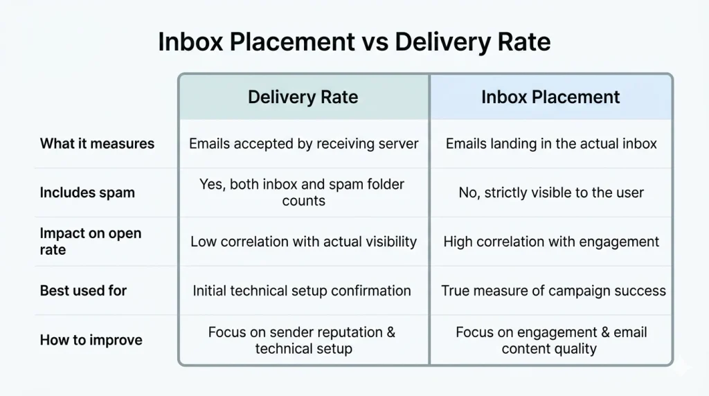 inbox placement vs delivery rate