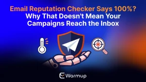 Email reputation checker showing 100% score next to a campaign landing in spam