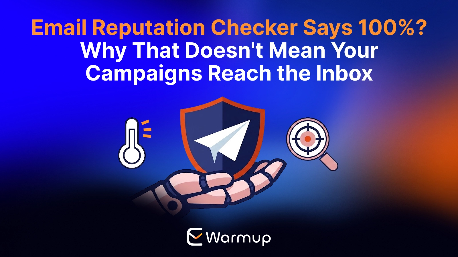 Email reputation checker showing 100% score next to a campaign landing in spam